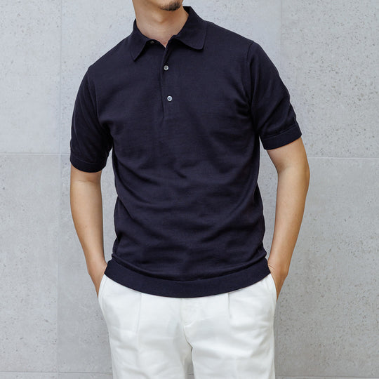 【リニューアルモデル】SUVIN PLATINUM ニットポロシャツ ネイビー