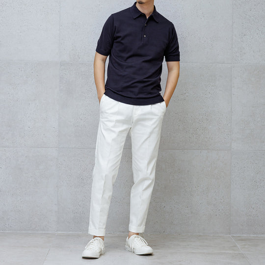 【リニューアルモデル】SUVIN PLATINUM ニットポロシャツ ネイビー