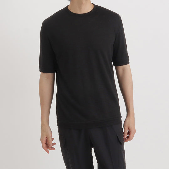 リネンジャージー テーラード Tシャツ ブラック