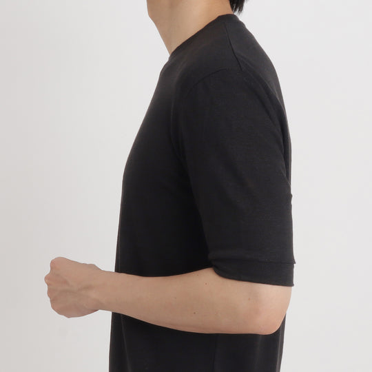 リネンジャージー テーラード Tシャツ ブラック