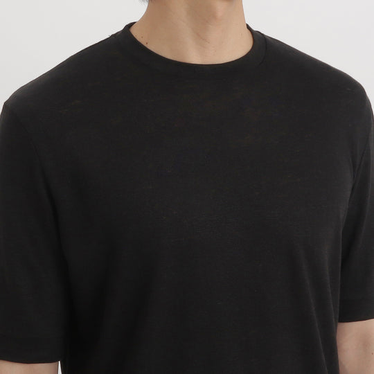 リネンジャージー テーラード Tシャツ ブラック