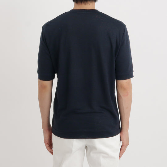 リネンジャージー テーラード Tシャツ ネイビー