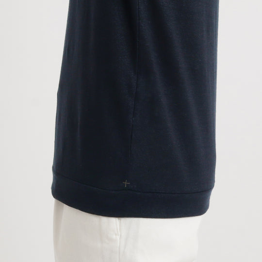 リネンジャージー テーラード Tシャツ ネイビー