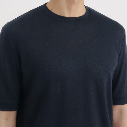 リネンジャージー テーラード Tシャツ ネイビー