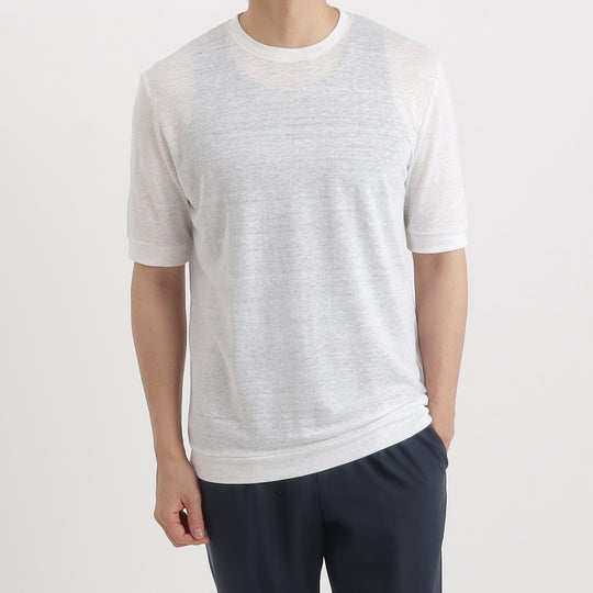 リネンジャージー テーラード Tシャツ ホワイト