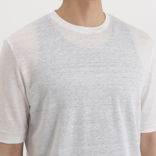 リネンジャージー テーラード Tシャツ ホワイト