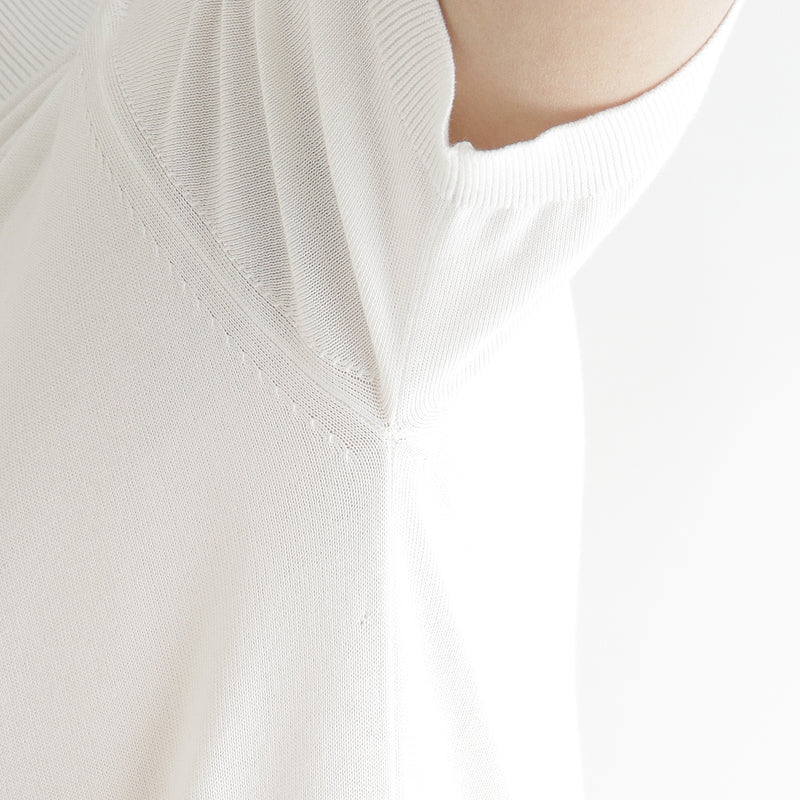 SUVIN PLATINUM<br>モックネック ニットTシャツ ホワイト