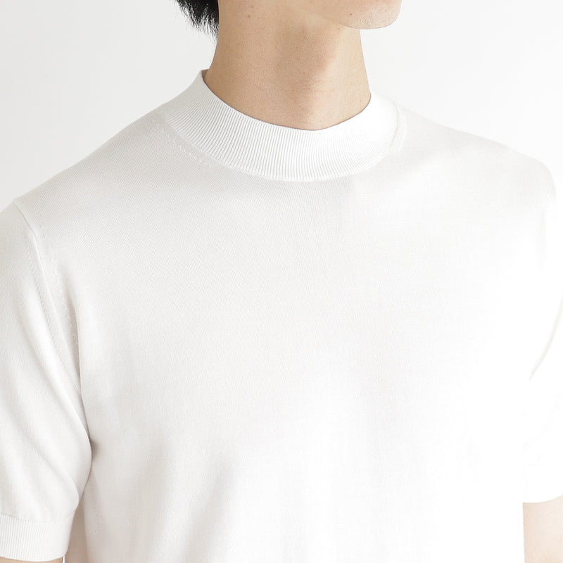SUVIN PLATINUM<br>モックネック ニットTシャツ ホワイト