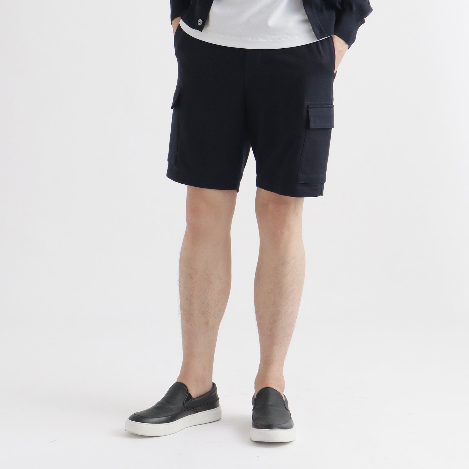 ＋CLOTHET Smooth Terry カーゴショートパンツ白 スビンプラチナムスムーステリー カーゴショートパンツ オフ