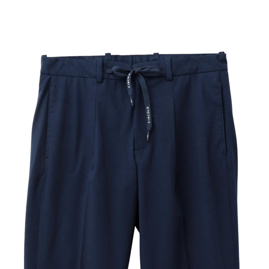 干場別注 ライトストレッチジャージ ワンプリーツイージーパンツ ネイビー