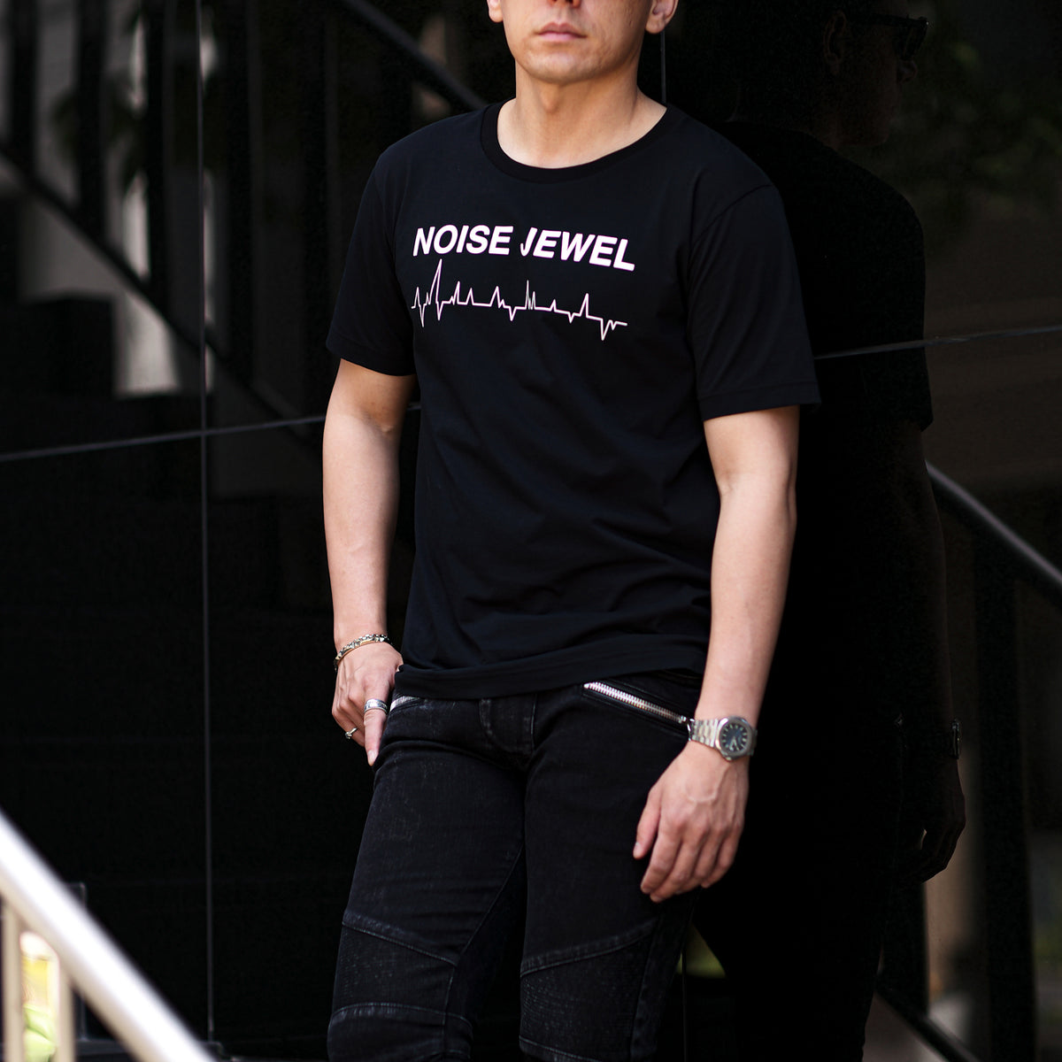 2 Print Crew Neck T-shirt-BLACK – MINIMAL WARDROBE