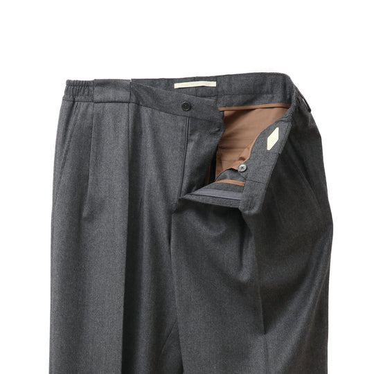 PORTOBELLO ウール カシミヤ ボックスプリーツ テーパードパンツ（Setup 可能モデル） グレー