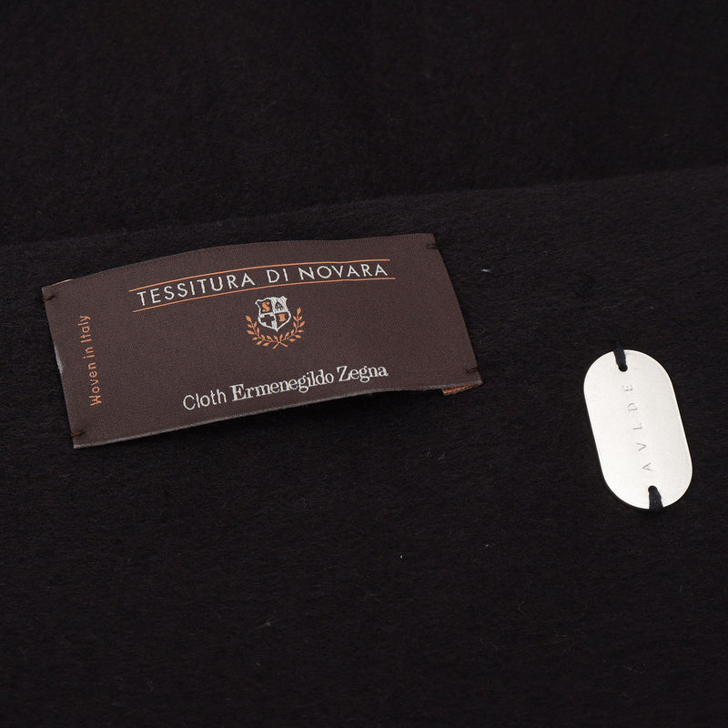 100%シルクマフラーブラック TESSITURA DI NOVARA製(Ermenegildo Zegnaグループ)