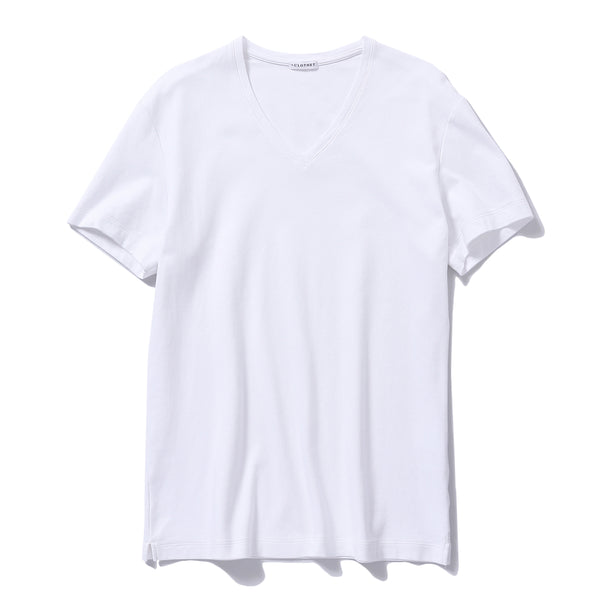 【干場着用モデル】<br>SUVIN PLATINUM<br>Vネック Tシャツ ホワイト