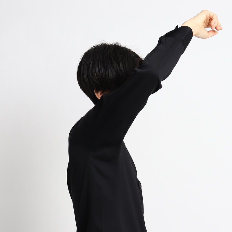 【干場監修デザイン】4Dドレスシャツ Albiniスムース ブラック