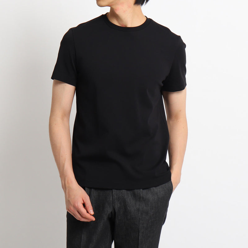 SUVIN PLATINUMテーラードTシャツ（襟：フライス）ブラック – MINIMAL