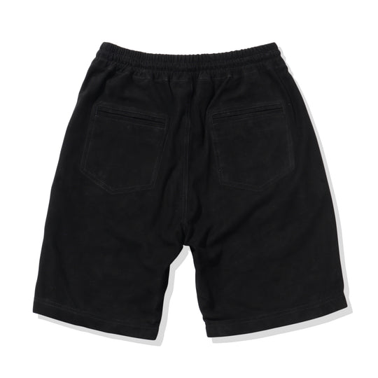 【干場別注】H SHORTS アッカ ショーツ スエード ゴート レザー シャーリング ドローコード ブラック