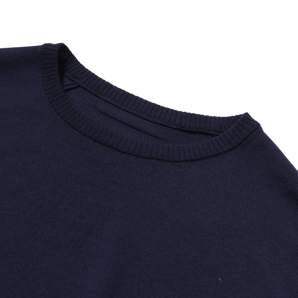 スーパーファインメリノ18G L/S ジャージーステッチニットソー ネイビー