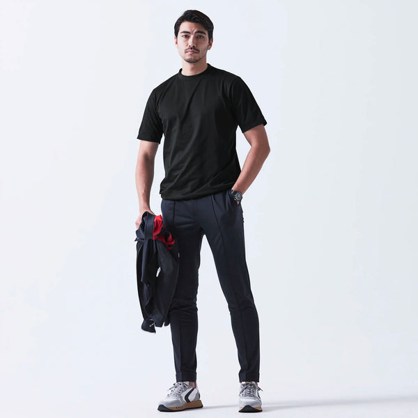 【MMW ×MOVB限定カラー】リアルシルキーコットンジャージー<br>ジャケットフィットTシャツ ブラック