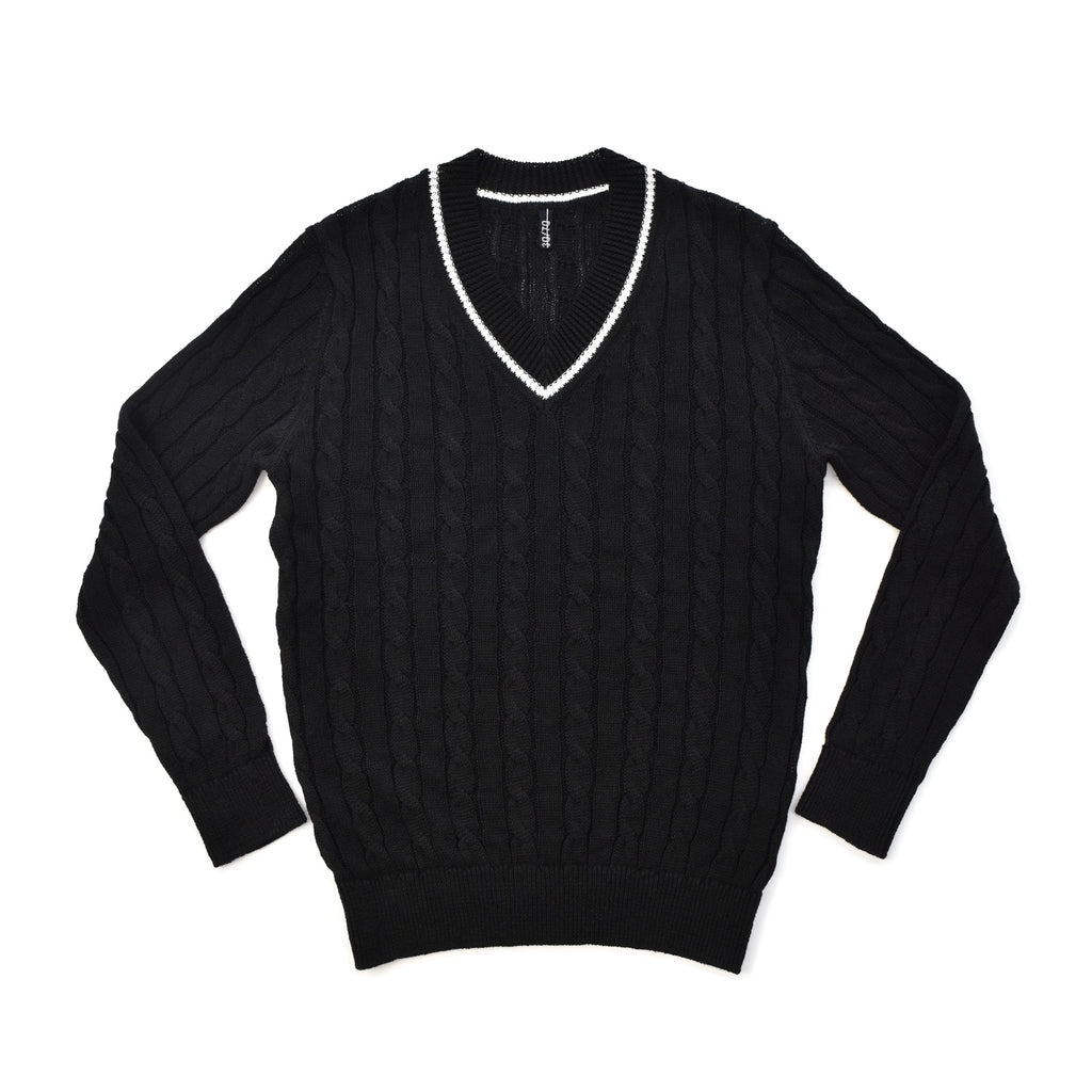 美品 トレンタセッタンタ スポルタ Vネック プルオーバー チルデンニット sporta Vネックプルオーバー ブラック – MINIMAL WARDROBE