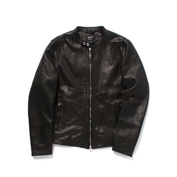 H UOMO シングルライダースジャケット ナッパレザー ブラック