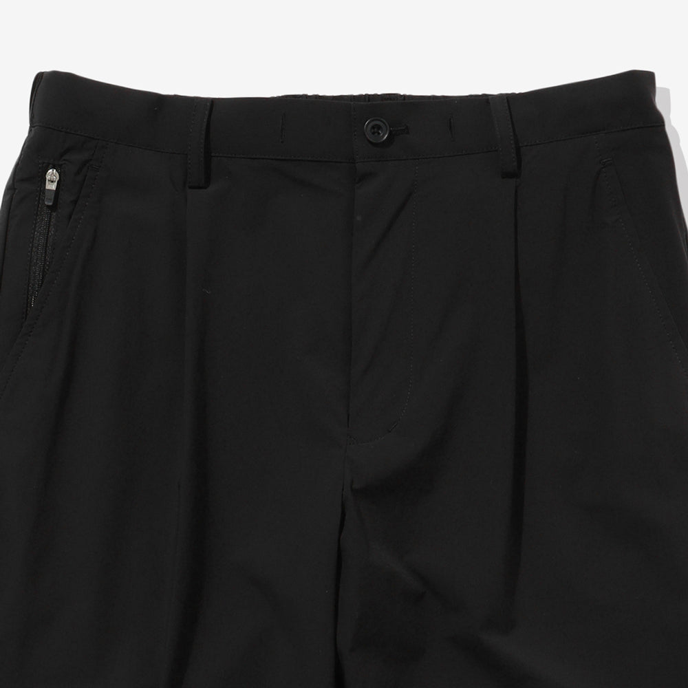 4WAYストレッチ ドローコードワンタック テーパードパンツ ブラック