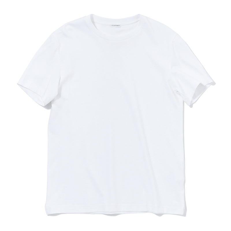 【干場着用モデル】<br>SUVIN PLATINUM<br>テーラードTシャツ（襟：共布） <br>ホワイト