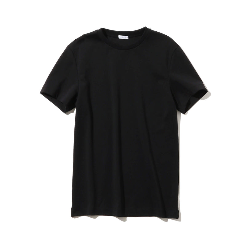 SUVIN PLATINUM<br>テーラードTシャツ（襟：フライス）<br>ブラック